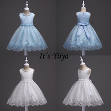 Load image into Gallery viewer, It&#39;s YiiYa Flower Girl Dress Elegant Sleeveless O-neck Kid Party Gowns Wedding Blue White Pink Purple Dresses For Girls 981