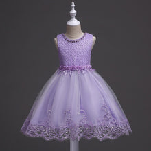 Load image into Gallery viewer, It&#39;s YiiYa Flower Girl Dress Elegant Sleeveless O-neck Kid Party Gowns Wedding Blue White Pink Purple Dresses For Girls 981