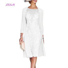 Load image into Gallery viewer, Light Pink Women&#39;s Mother of The Groom Dresses Tea Length Lace Mother of the Bride Dress with Jacket Formal Evening Gowns
