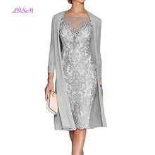 Load image into Gallery viewer, Light Pink Women&#39;s Mother of The Groom Dresses Tea Length Lace Mother of the Bride Dress with Jacket Formal Evening Gowns