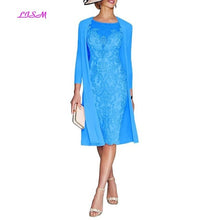 Load image into Gallery viewer, Light Pink Women&#39;s Mother of The Groom Dresses Tea Length Lace Mother of the Bride Dress with Jacket Formal Evening Gowns