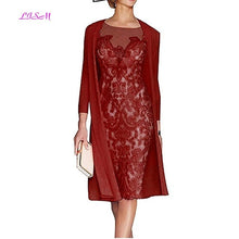 Load image into Gallery viewer, Light Pink Women&#39;s Mother of The Groom Dresses Tea Length Lace Mother of the Bride Dress with Jacket Formal Evening Gowns