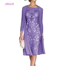 Load image into Gallery viewer, Light Pink Women&#39;s Mother of The Groom Dresses Tea Length Lace Mother of the Bride Dress with Jacket Formal Evening Gowns