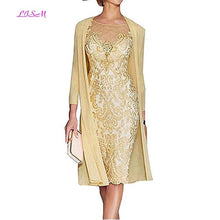 Load image into Gallery viewer, Light Pink Women&#39;s Mother of The Groom Dresses Tea Length Lace Mother of the Bride Dress with Jacket Formal Evening Gowns