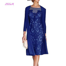 Load image into Gallery viewer, Light Pink Women&#39;s Mother of The Groom Dresses Tea Length Lace Mother of the Bride Dress with Jacket Formal Evening Gowns